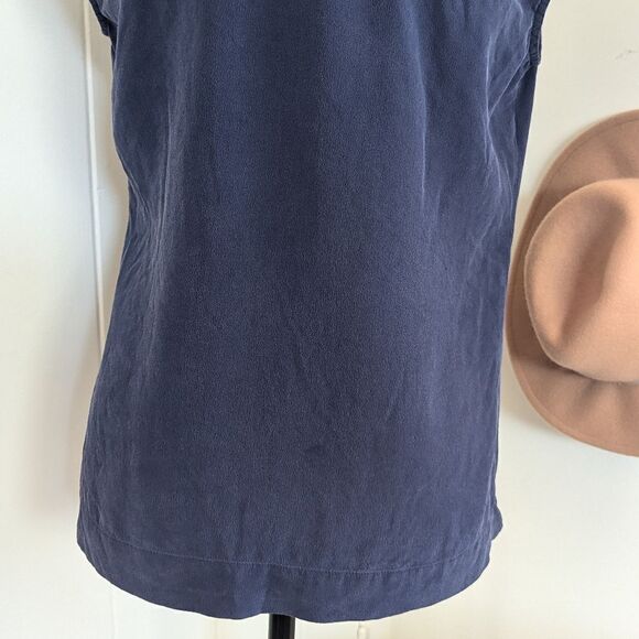 Grana S Blue 100% Silk Top Quiet Luxury Minimalist Rebel Punk Whimisgoth - Picture 7 of 9